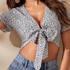 black and white cropped shirt